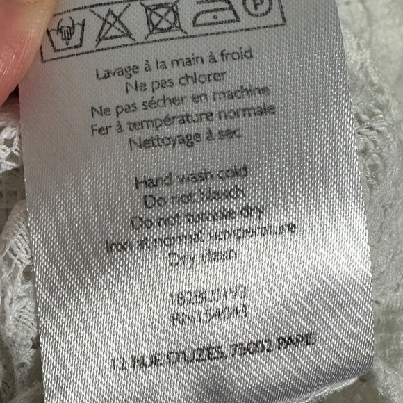 Sezane Leonora Blouse Ecru White Size 34 French US 2 V-Neck Ruffle Sheer Lace - Picture 11 of 14